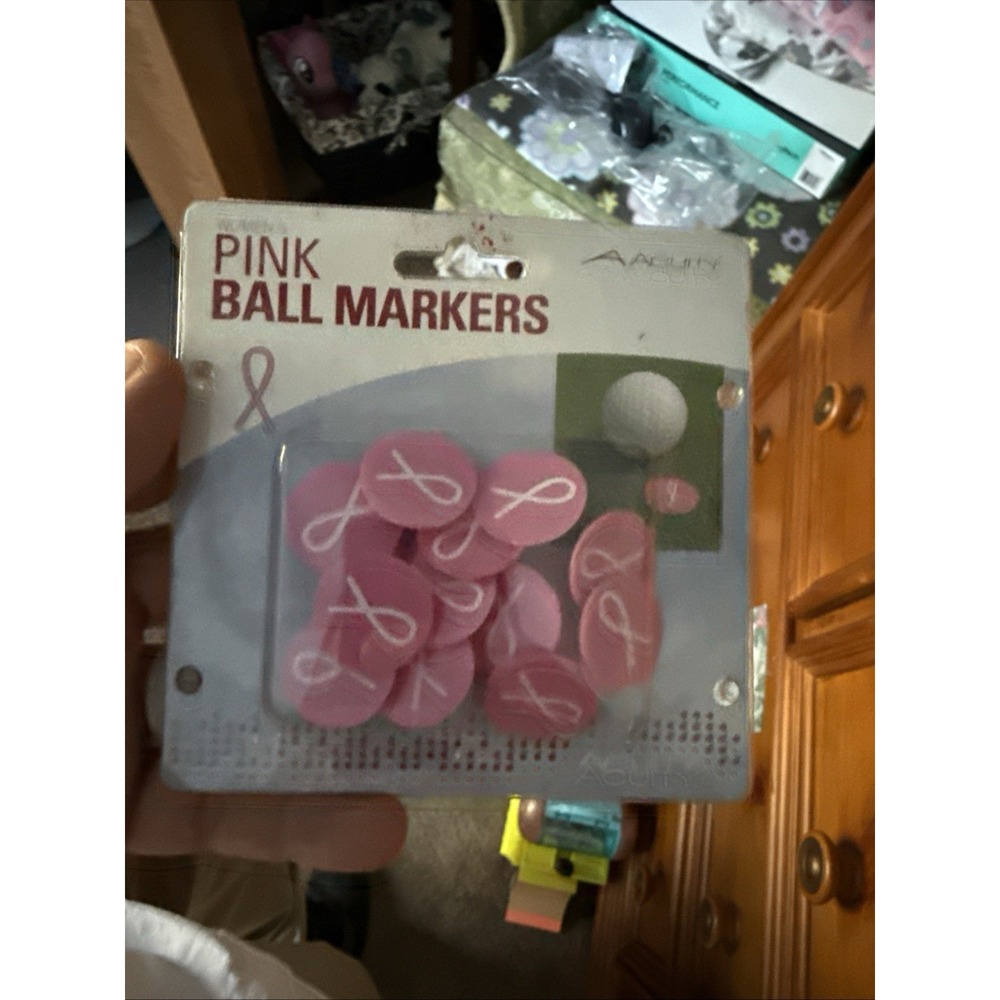 Acuity Pink Ribbon Golf Ball Markers Set Breast Cancer Awareness  New Sealed